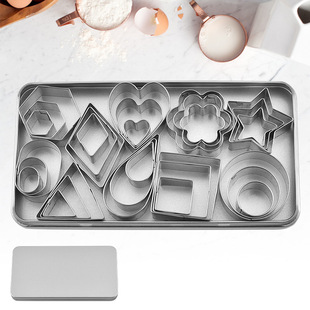 Stainless Steel Biscuit Mold 30 Piece Set Geometric Cut Clay Pottery Mold Cake Cookies Baking Tools