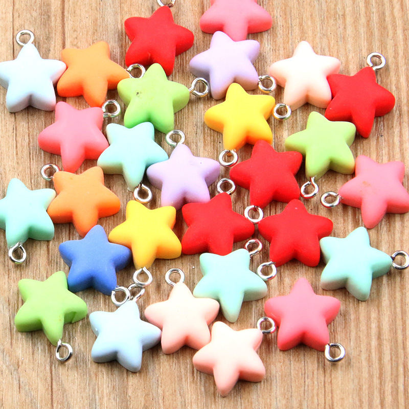10 color 14 * 17mm DIY resin accessories candy color five-pointed star pendant charm bags bracelet mobile phone