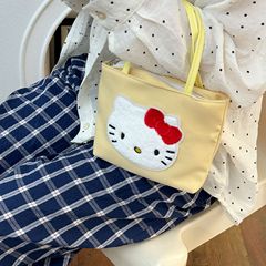 漫画猫ソリッドカラーハンドバッグ旅行ポータブルハンドバッグ小型軽量多用途キャンバスバッグショルダーバッグ