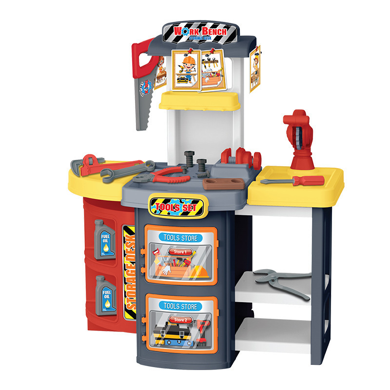 Simulación de pulverización transfronteriza infantil mesa de cubierta de cocina caja de herramientas de maquillaje médico pista de estacionamiento juguete de barra de tracción