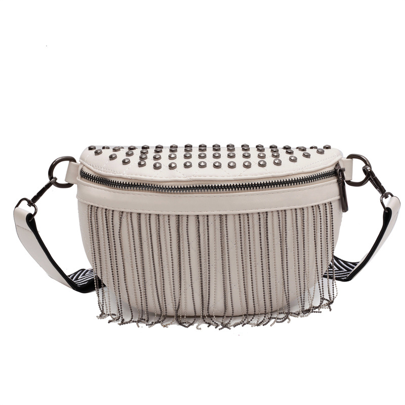 Industria pesada punk estilo remaches borda bolso de cintura mujer 2025 nuevo cross-border coreano banda ancha textura mochila de hombro