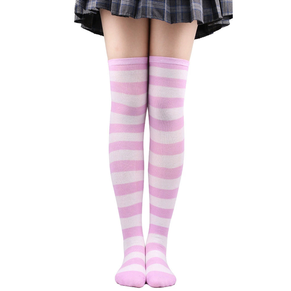 Knee-high Socks Japanese Style, Striped Cosplay & Halloween, Tube 50 cm, Polyester
