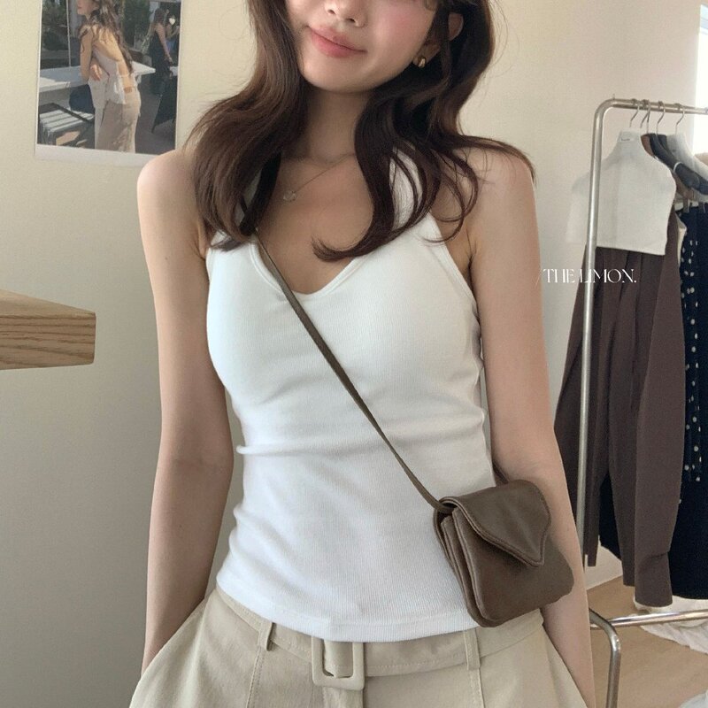 The Lemon Lemon Green Tea 2026 Summer Korean Style Backless Vest for Women, Versatile Outerwear Top for Hot Girls The Lemon Lemon Green Tea 2026 Summer Korean Style Backless Vest for Women, Versatile Outerwear Top for Hot Girls