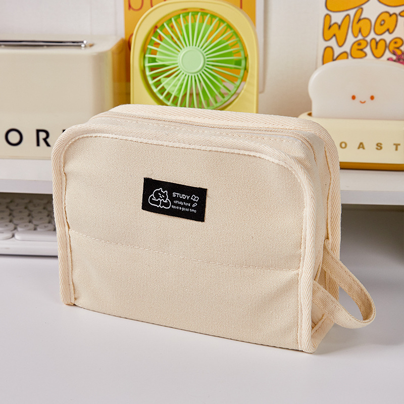 Inswind simple bolsas de lápiz de gran capacidad bolsas de papel de lienzo de alto valor facial estudiantes de secundaria gran apertura almacenar caja de lápiz