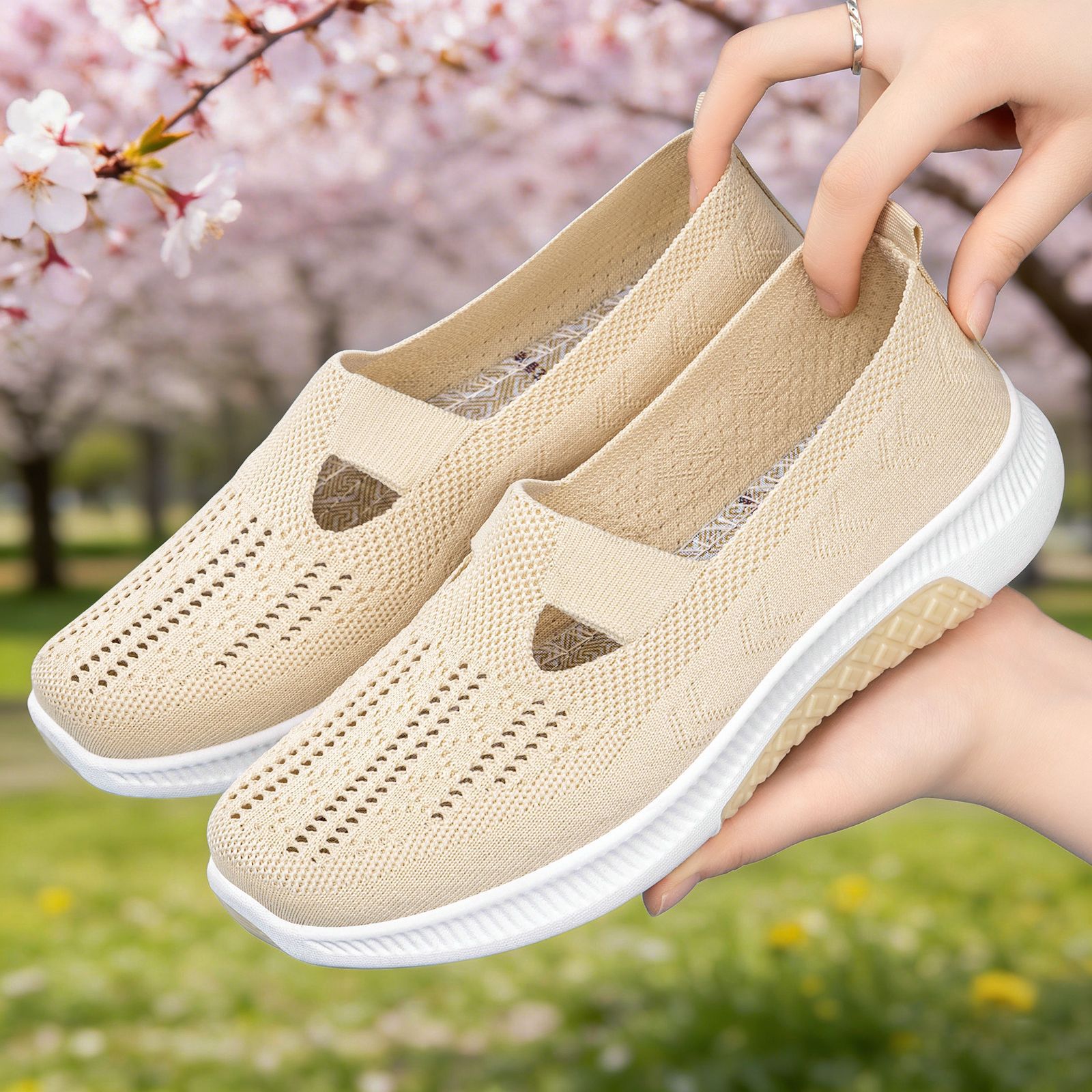 Zapatos de mujer transfronterizos explosivos zapatos de mujer zapatos casuales de tejido superficial zapatos de tela cómodos zapatos de malla transpirables ligeros zapatos únicos