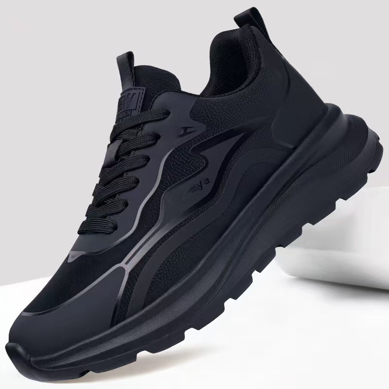 Men's Shoes Spring 2026 New Style Black Leather Waterproof Casual...