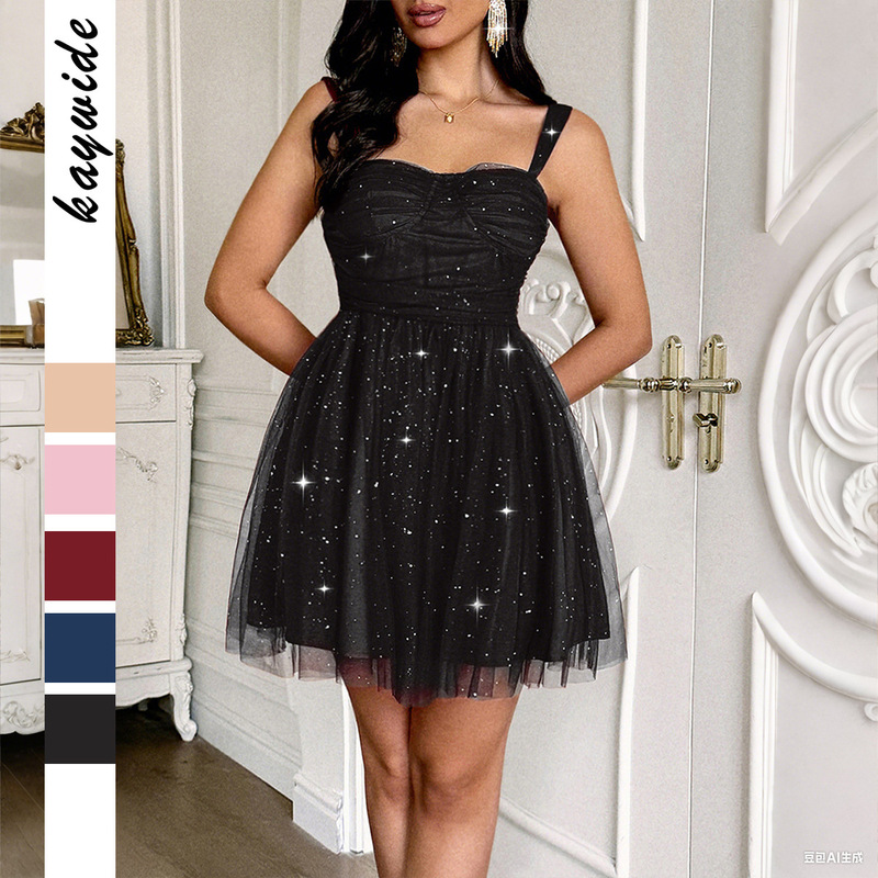 Di Yun Cross-Border European and American Elegant Evening Dress High-End Strap Long Dress Women's Clothing 2025 Autumn/Winter Amazon