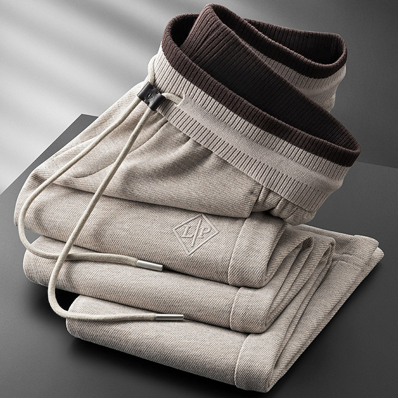 Luxury Italian style, old-money style, autumn/winter thick acetate wool blend men's slightly wide straight leg athletic casual pants