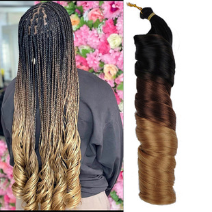 Wig 22 "French Large Roll Spiral CurlsLoose Wave Crochet Braids Hair