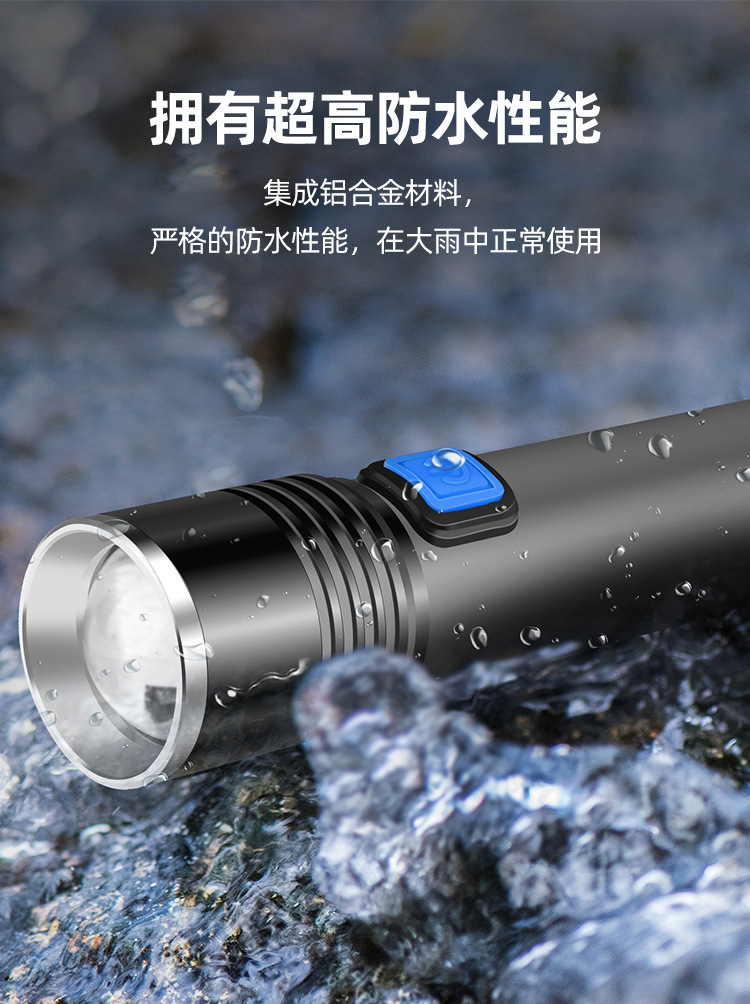 Purple Light Rechargeable Uv Lamp Zoom Flashlight 395Nm Ultraviolet Led Uv Identification Tobacco and Alcohol Banknote Night Fishing Purple Light Flashlight