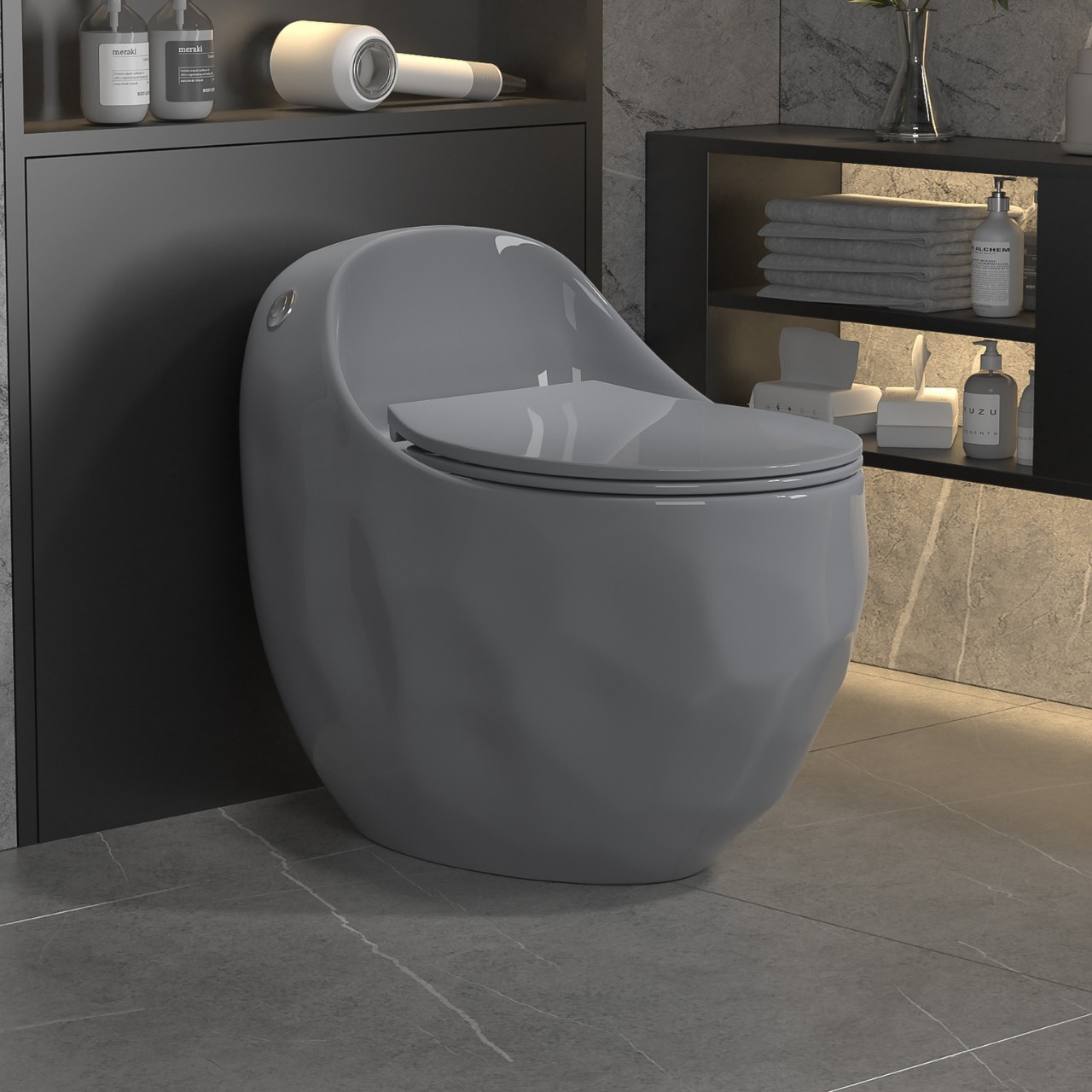 Color redondo inodoro creativo personalizado sifón silencioso descarga inodoro gran tubo huevo asiento ahorro de agua