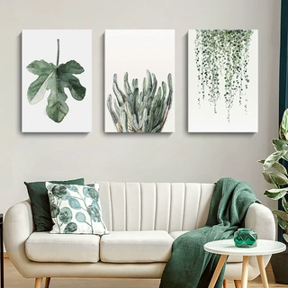 北欧装饰画植物叶子绿植客厅壁画沙发背景墙挂画酒店公寓无框画