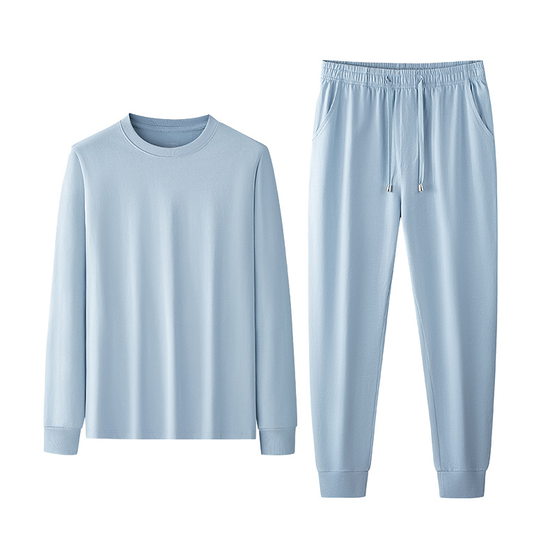 [Algodón suave de agua] Nuevo traje de servicio a domicilio de primavera y verano para hombres, algodón, agradable para la piel, color sólido, pijamas deportivos