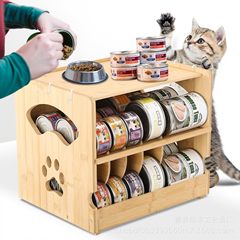 竹キャットフード缶収納ラック二層缶収納ラック分割形式ペット缶収納ラック食品ラック