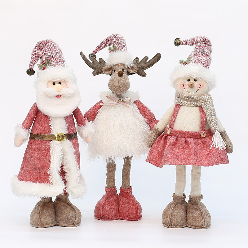 クリスマス新型ピンク伸縮公仔老人雪だるま人形祝日プレゼントプレゼント装飾置物用品|undefined