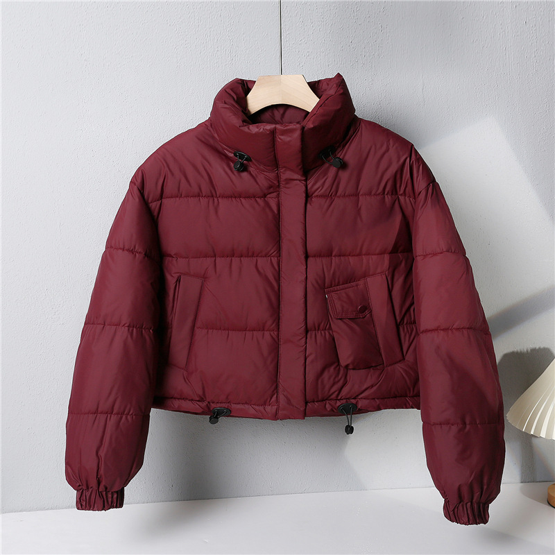 América corta pluma de algodón mujer invierno 2024 nueva moda coreana engrosada chaqueta de algodón chaqueta de pan pequeño