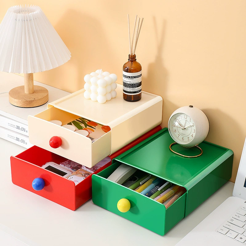 Изысканный настольный ящик для хранения контрастного цвета можно штабелировать с большой вместительностью и красивым ящиком для хранения.