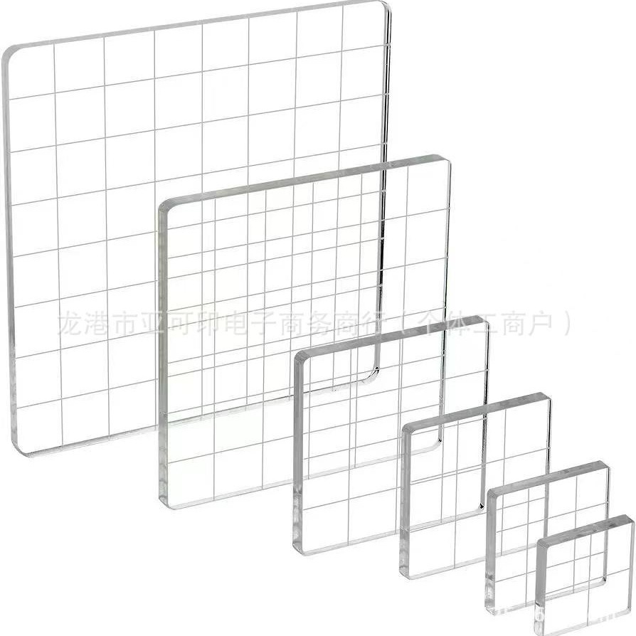 Acrylic Stamp Stamp Block and Grids Line Acrylic Removal Stamping Block Scrapbook Stamp Soft Glue Maker