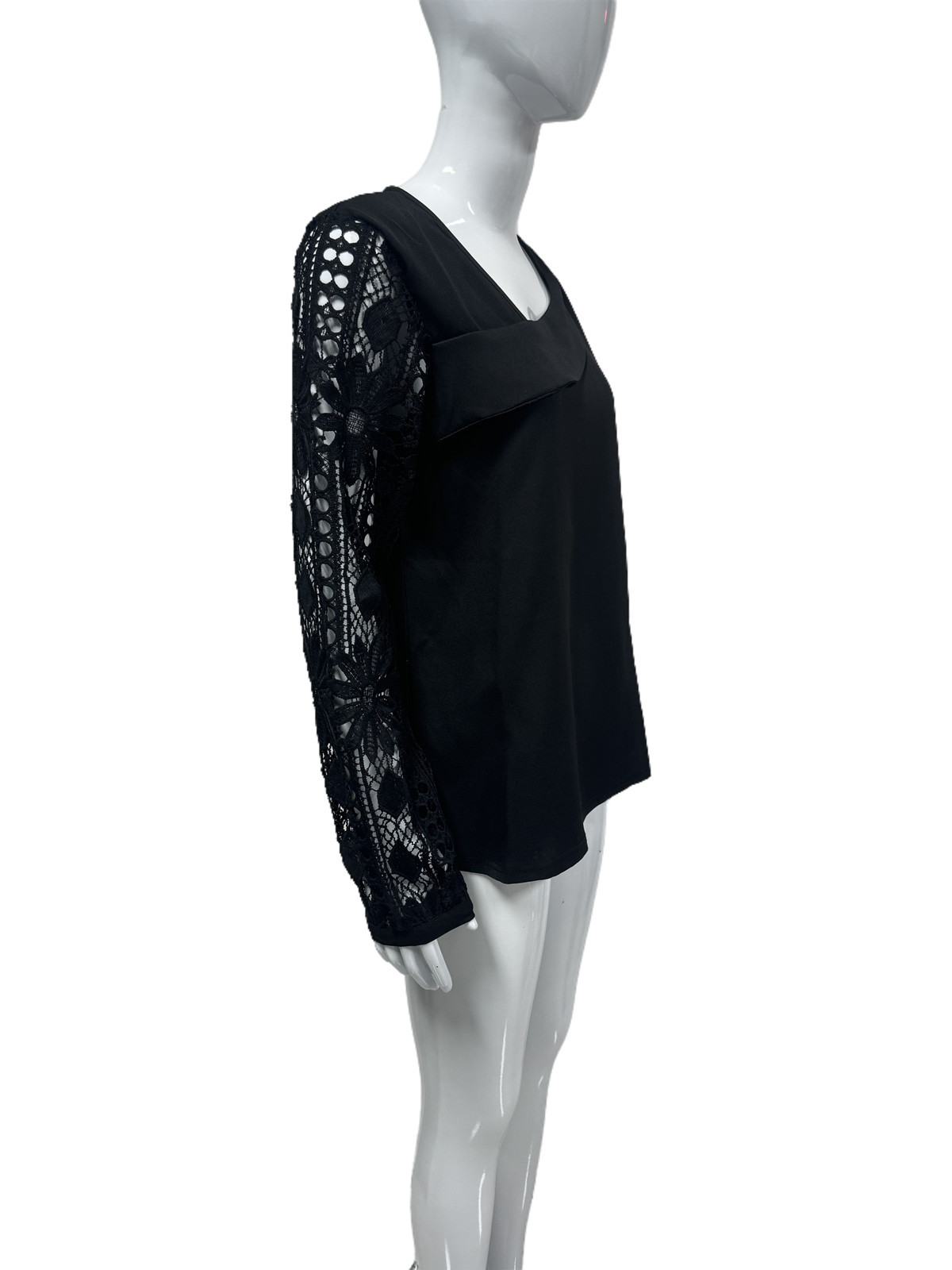Women's Clothing 2024 spring and autumn fashion elegant new lace splicing knitted sweater all match tops_voghion.com