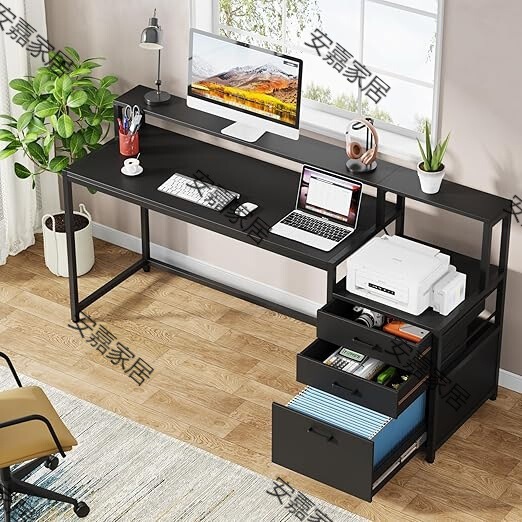 Computer desk with file drawer, monitor stand, with printer space Computer desk with file drawer, monitor stand, with printer space