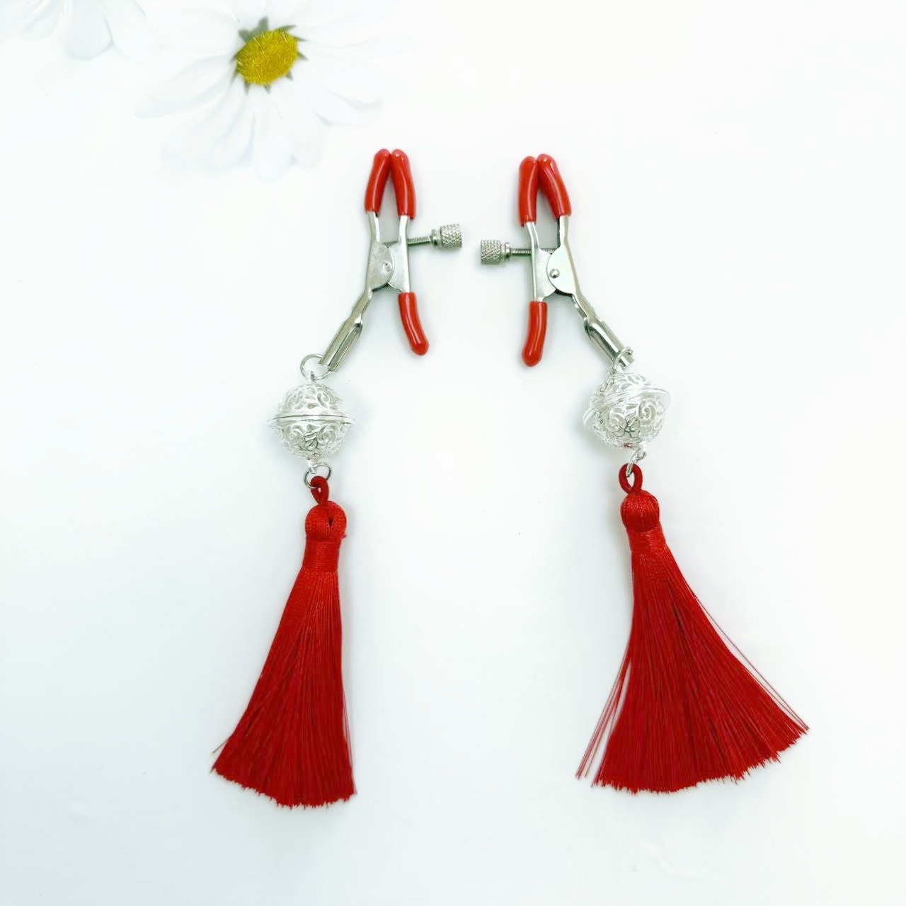 Soft Nipple Clamp Ring with Bell and Tassel, Adult Sensory Toy for Couples — detail image 6