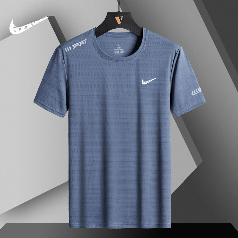Summer Short-Sleeved Ice Silk T-Shirt Round Neck Quick-Drying Shirt 2026 New Style Versatile Cool Breathable Stretch T-Shirt for Men