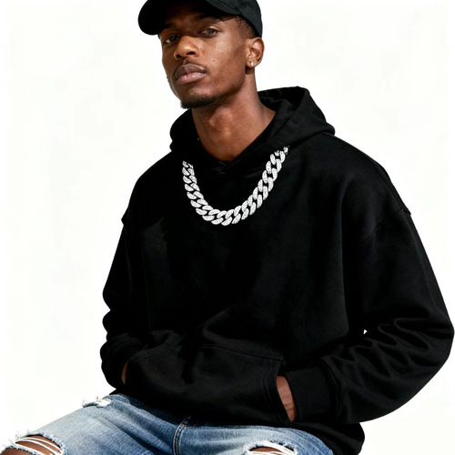Super Large Elliptical Cuban Link Accessory Alloy Full Diamond Personality Wave European and American Trend Men and Women Jewelry Hip-Hop Necklace