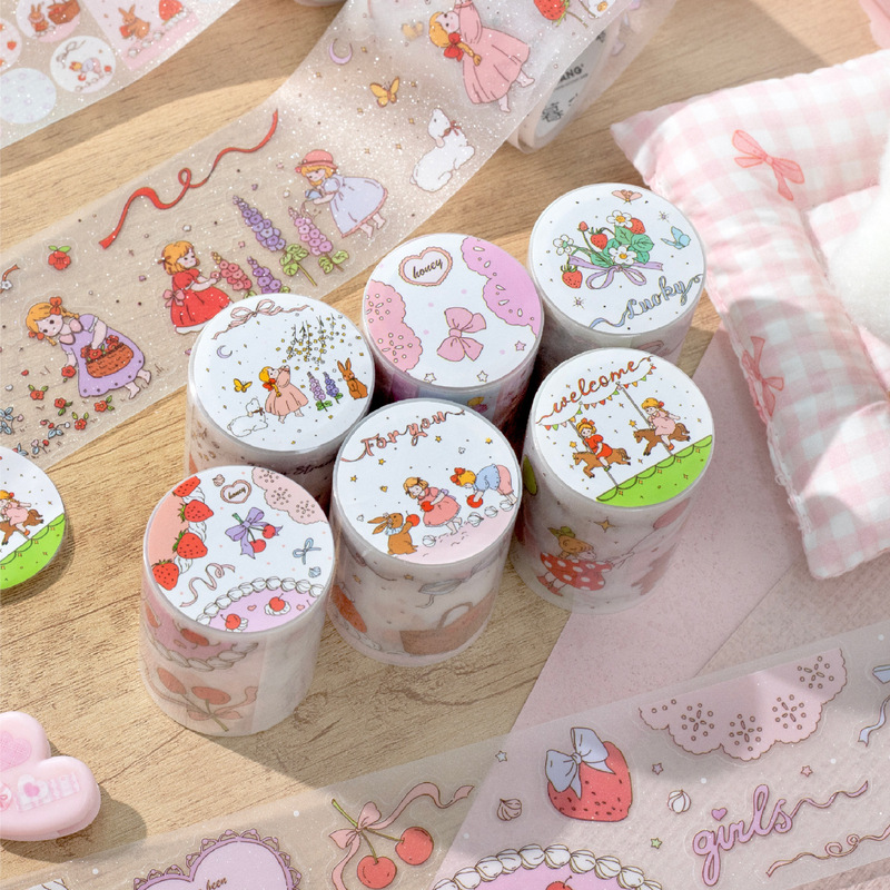 Twilight Fairy Tale Sweet Box Series Pet Glitter Die-Cut Fairy Tale Character Decorative Journal Material Tape