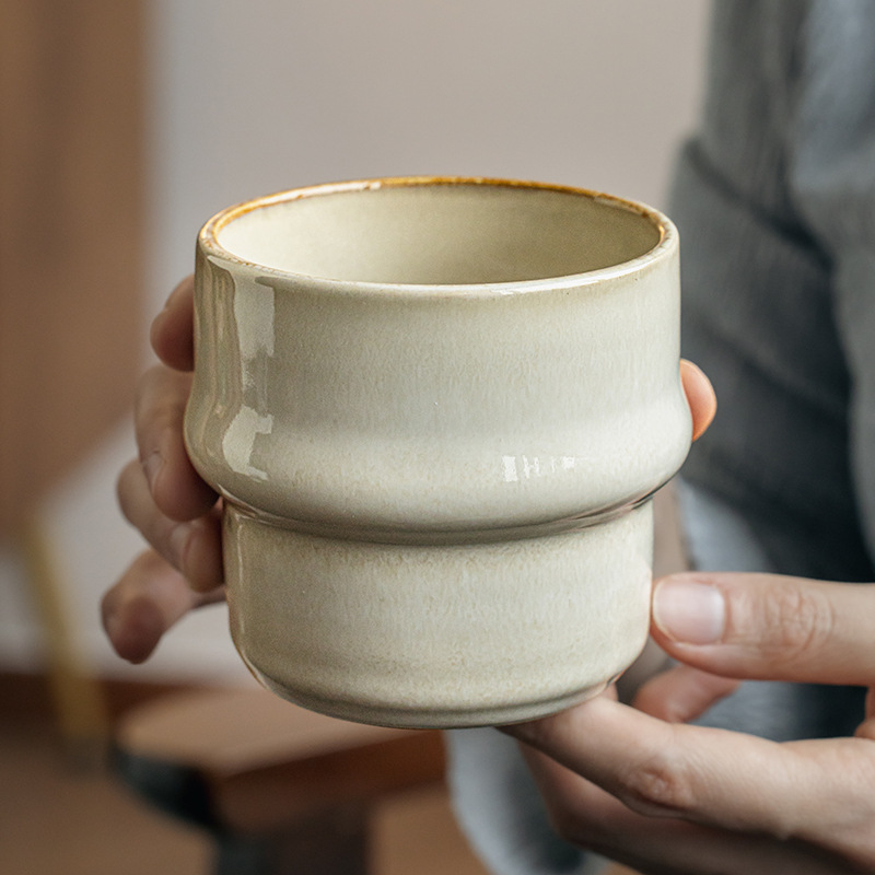 Característica forma de calabaza, cerámica retro, taza sin asa, taza de té personalizada, taza de mano japonesa, taza de sake, exportación transfronteriza