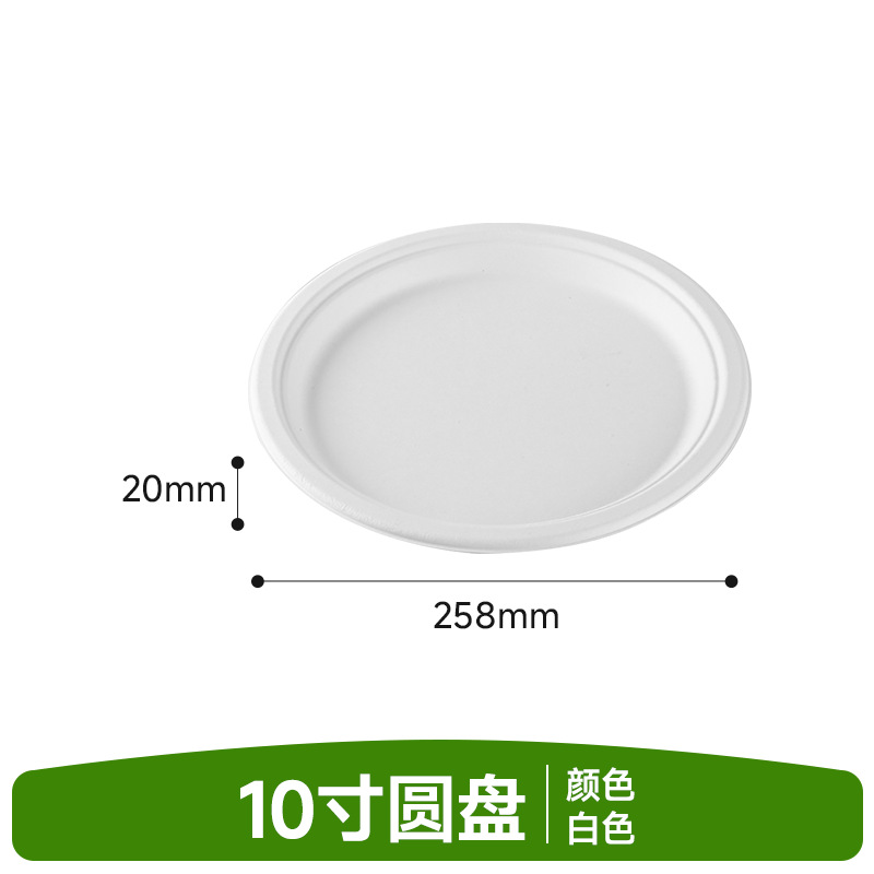 10" Narrow Rim Round Bagasse Plate (White)