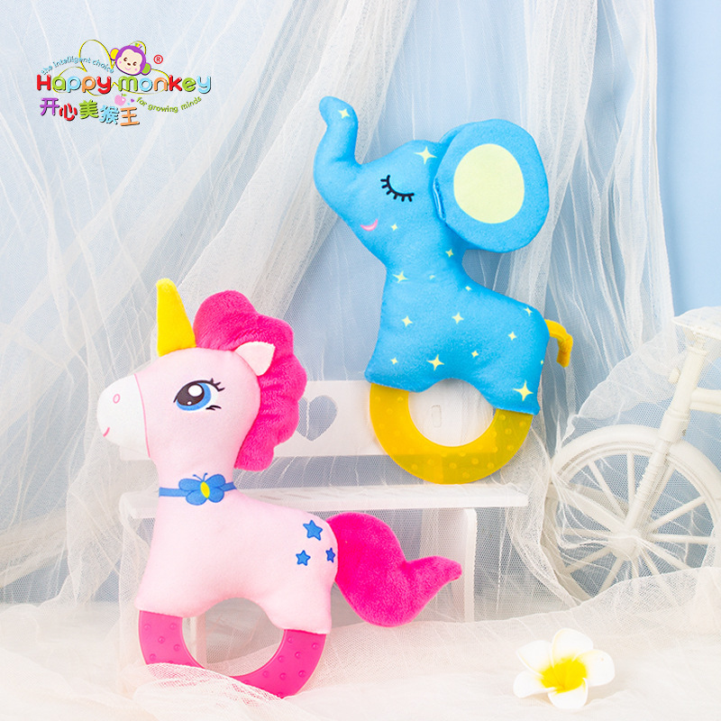 Feliz mono bebé sonajero bebé mordedor juguete sonajero recién nacido felpa consolador muñeca juguete