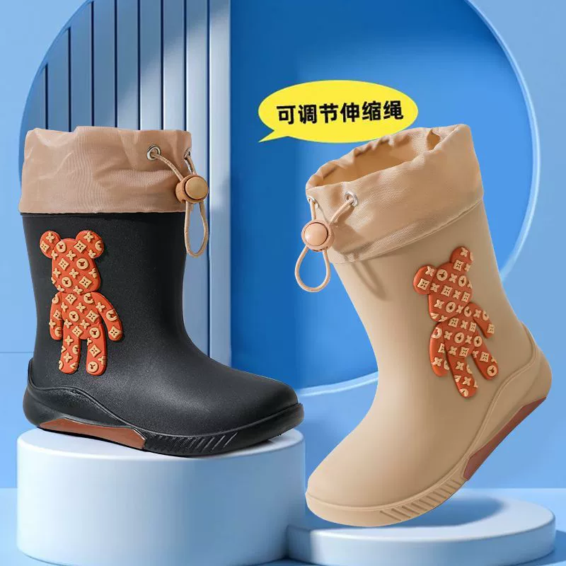 Детские резиновые сапоги с мультяшным медведем в японском стиле, детские резиновые сапоги для мальчиков и девочек, женская резиновая обувь, нескользящая верхняя одежда, обувь для воды для мальчиков