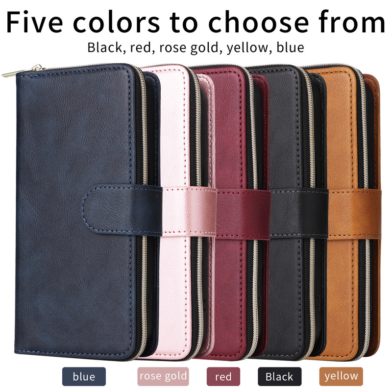 Popular Foreign Trade Item Suitable for iPhone 17 Ultra-Thin Nine-Card Zipper Case S26U Apple 16 Stand Card Slot Flip Leather Case