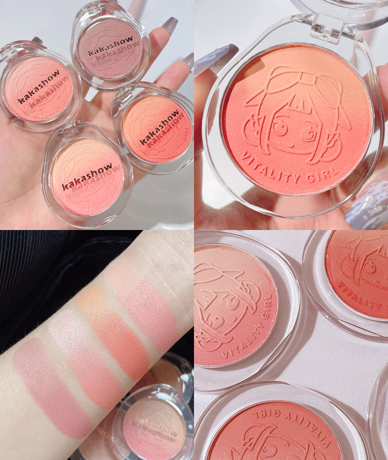 kakashow Gradient Blush Nude Matte Two-Color Blush Palette Blush Cream Highlighter Contouring Palette Student Brightening Application Scenario