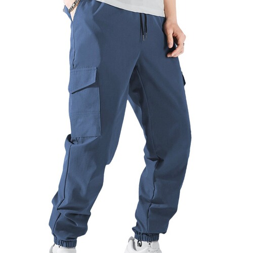 Cross-border new men's workwear pants: European and American-style high-street retro casual multi-pocket tapered trousers for men