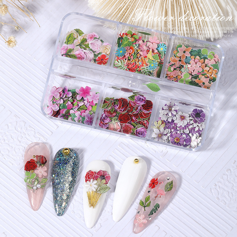 300 Color Flower Wood Pulp Pieces Nail Ornaments Simulation Little Daisy Sunflower Rose Leaf Nail Patch