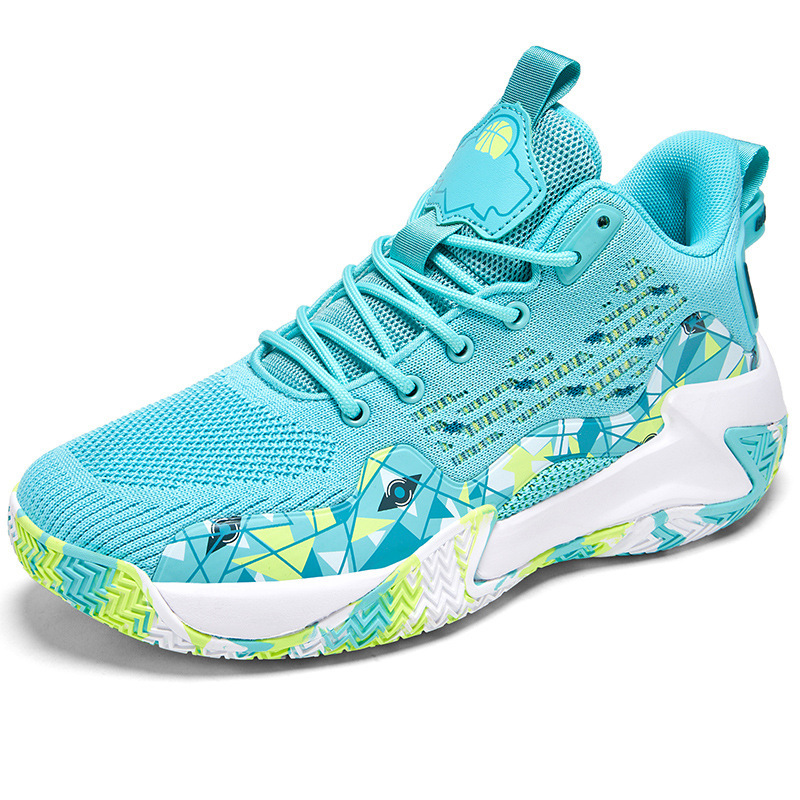 Zapatos transfronterizos para hombre, zapatos de baloncesto de punto con mosca, zapatos deportivos de verano de caña alta, zapatos de entrenamiento para estudiantes jóvenes de camuflaje de malla de moda image 4
