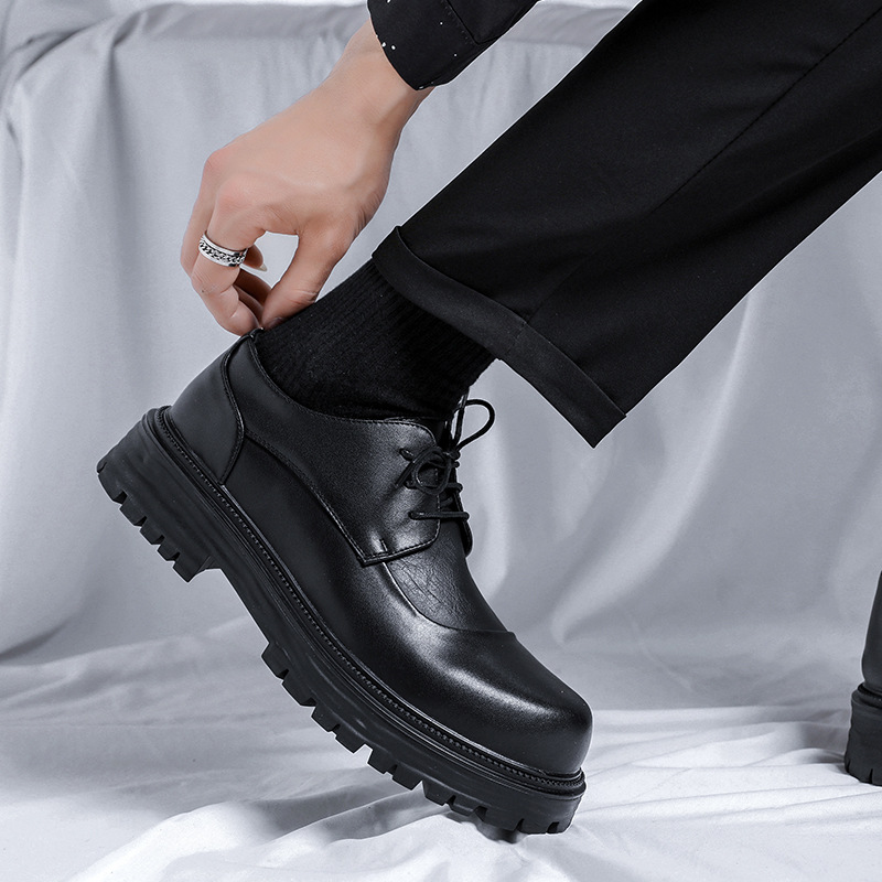 Big Leather for Men in Spring and Autumn Fashion Black Casual Round Head British Business Dress Versatile Trendy Shoes_voghion.com