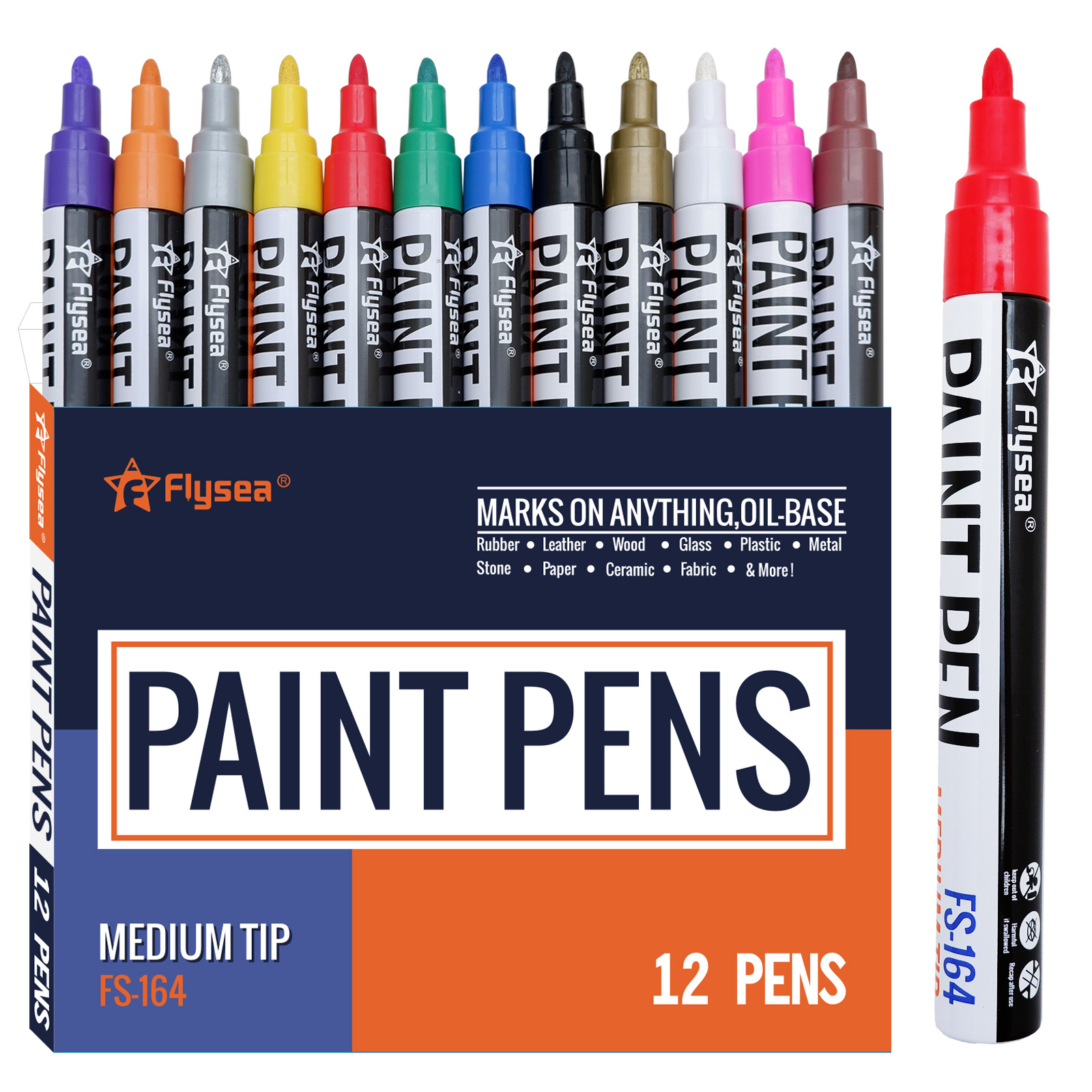 Cross-Border Paint Pen Metal Glass Car Tire Screw Mark Colorful Waterproof Quick-Drying 12-Colorful Touch-Up Pen Set