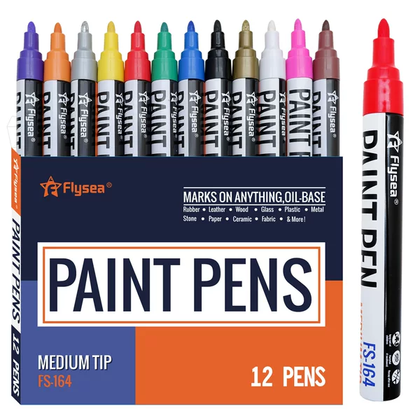 Cross-Border Paint Pen Metal Glass Car Tire Screw Mark Colorful Waterproof Quick-Drying 12-Colorful Touch-Up Pen Set