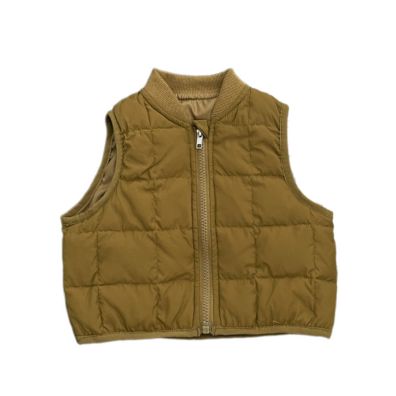 Baby otoño-invierno chaleco de pluma 2025 nuevo invierno bebé de color sólido ligero y delgado chaleco pequeño