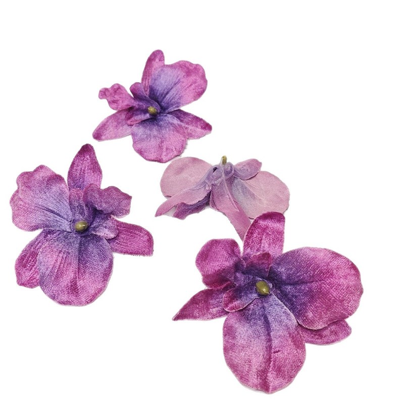 仿真绒布洋兰花朵diy新娘发饰簪花配件花头婚庆家居礼盒装饰假花|undefined