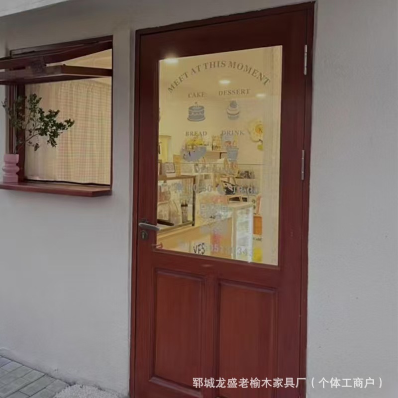Solid Wood New Chinese Style Double Door Painted Door Can Be Ordered Bedroom Door Study Door Wooden Door Interior Door Arc Arched Door