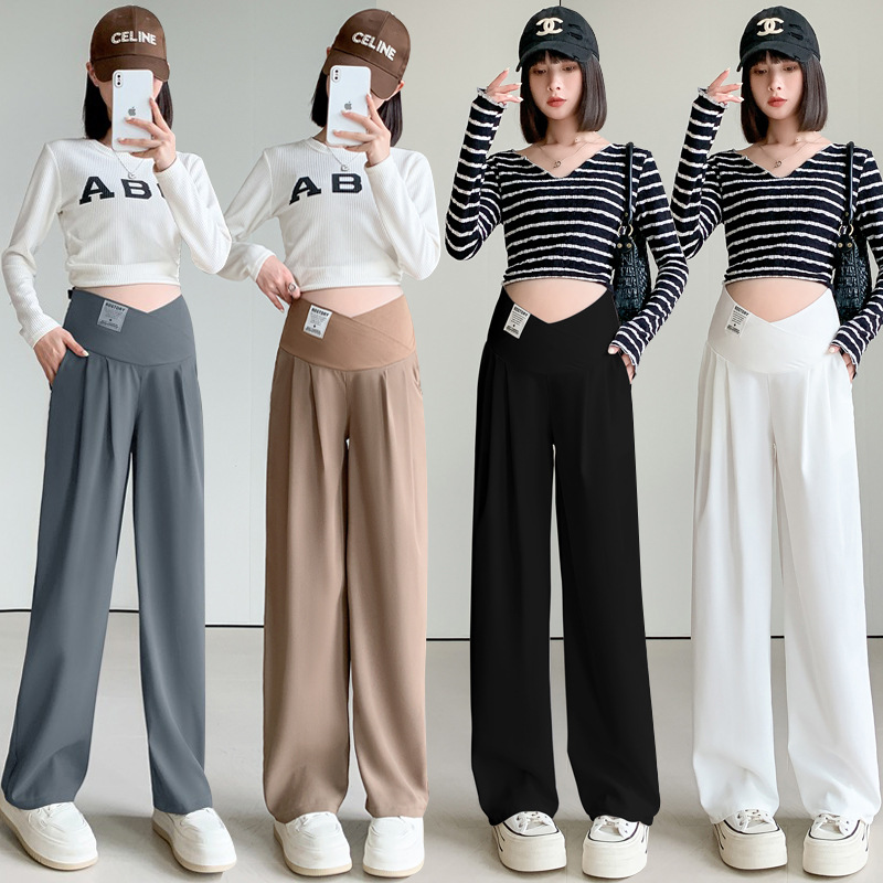 Pregnant women wear early autumn early pregnancy small low waist suit wide leg pants straight casual drape pregnant women pants