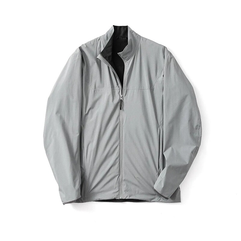 Outdoor Spring Men's Lightweight Breathable Windproof Waterproof Adhesive Jacket Soft Case Wind Case Full Zip Training Outside Collar