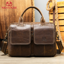 NIUCUNZH头层牛皮电脑包男包手工正品手提包 商务男士真皮公文包