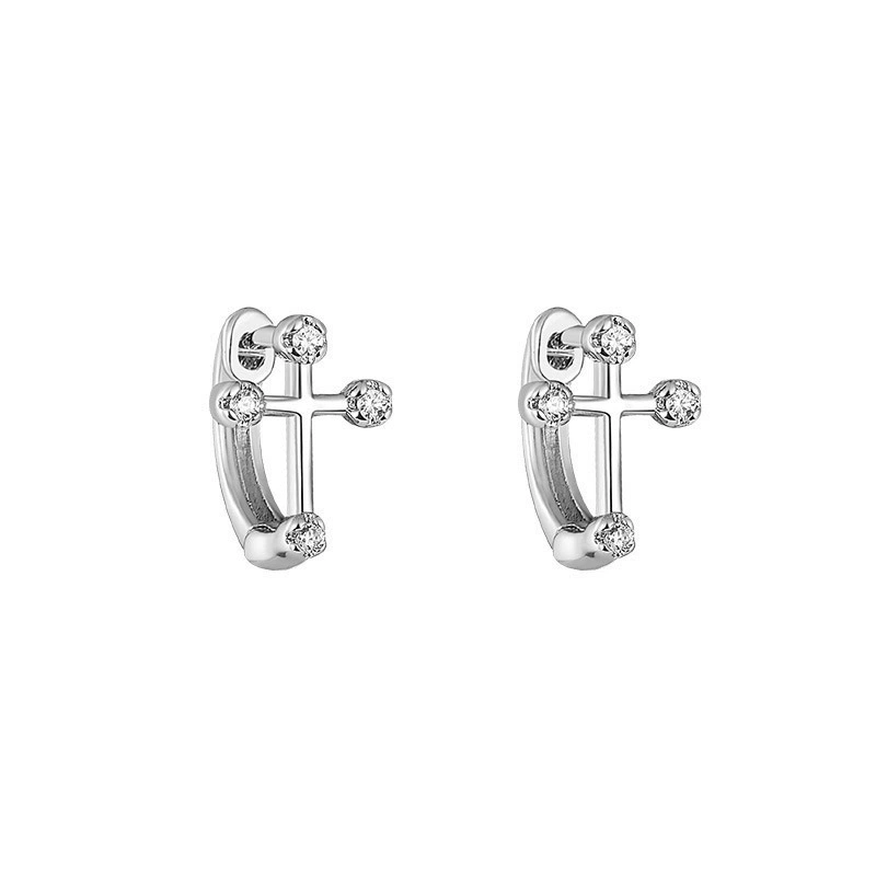 Universal earrings with zircon, simple and elegant design, internet celebrity