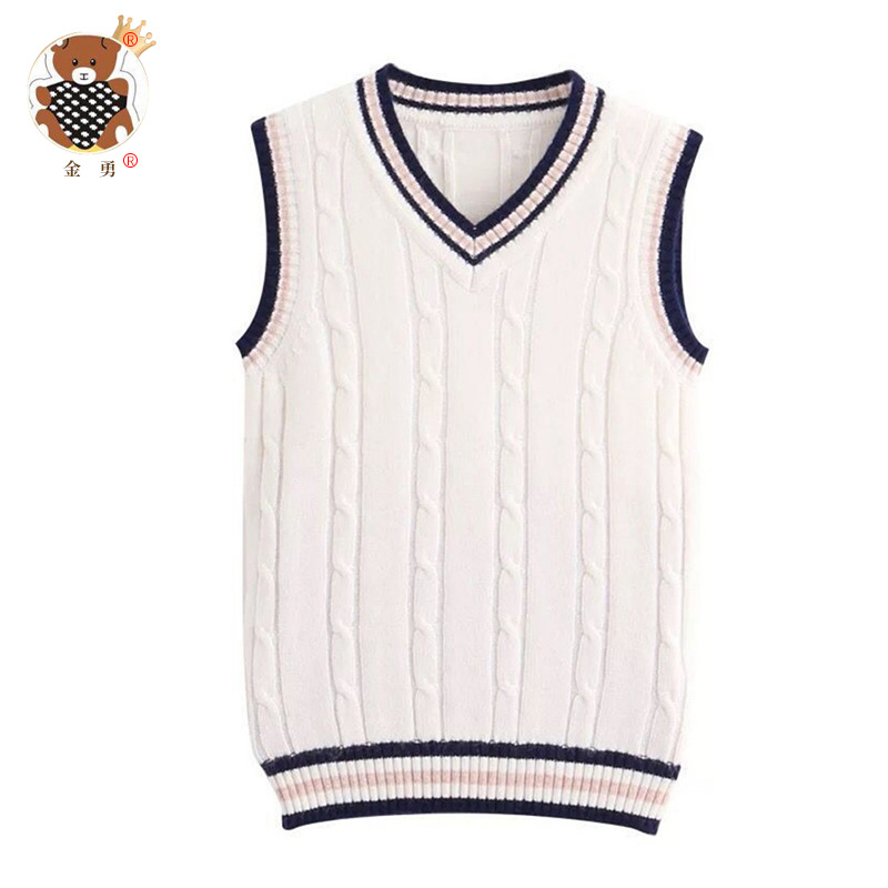Entrega de una pieza [Jin Yong] Chaleco de algodón para niños lana de punto que toca fondo Uniforme escolar universitario chaleco para niños