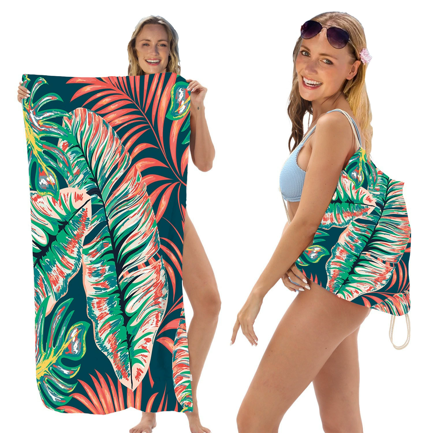 Складное пляжное полотенце Leaf с принтом, универсальное пляжное полотенце, универсальная сумка для хранения