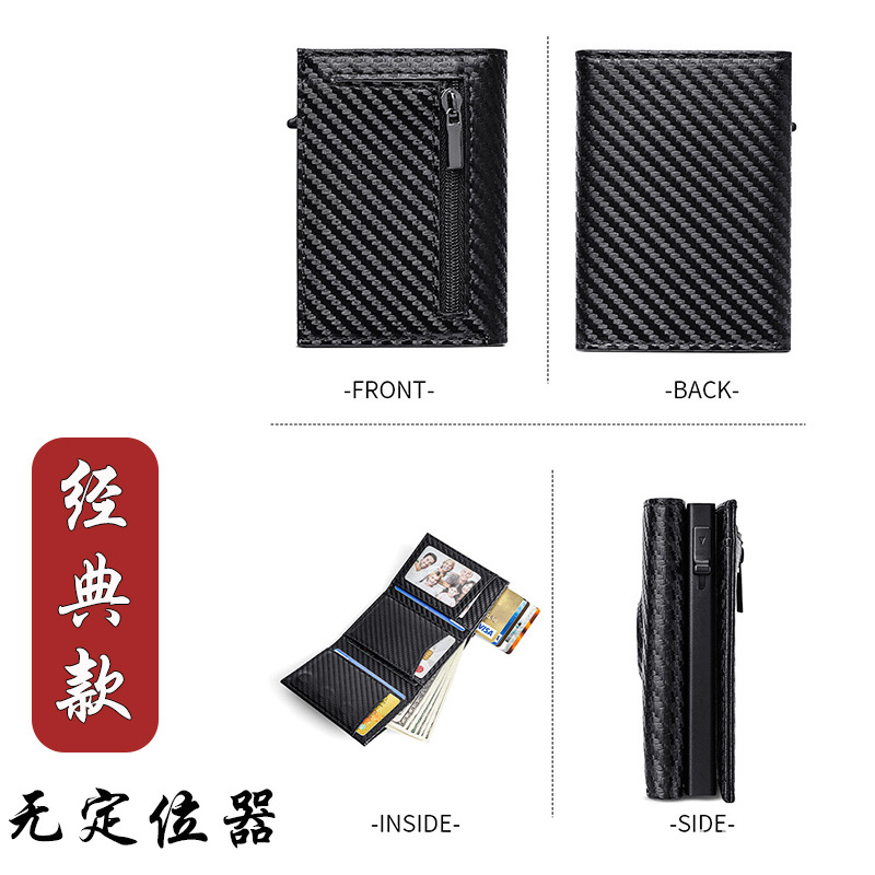 Foreign trade card box wallet multi-card metal airtag wallet automatic pop-up card holder large capacity wallet wholesale men